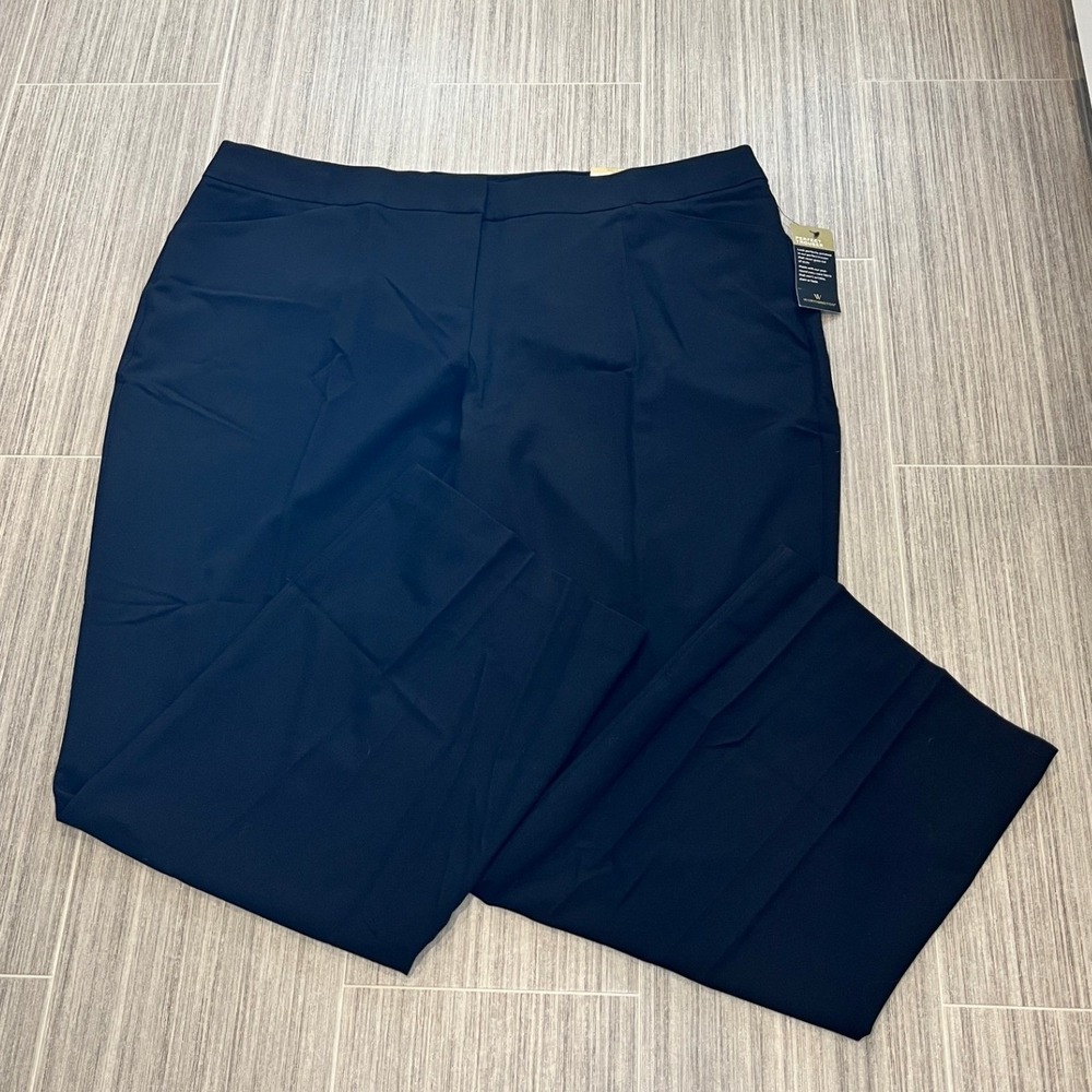 Worthington Woman Perfect Trouser Black Comfort Waist Pants 22W Wide Leg NWT